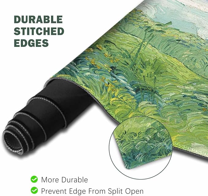 ToLuLu Extended Gaming Mouse Pad, Memory Foam Keyboard Mouse Wrist Rest Set | Large Desk Mat with Stitched Edges, Non-Slip Base Ergonomic Support Mousepad for Home Office Game and Study, Green Theme