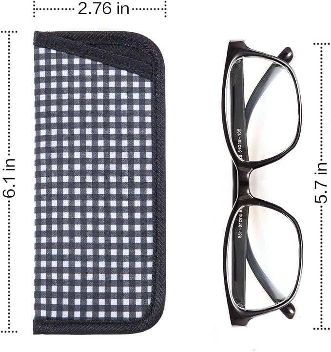 TRIUMPH VISION Reading Glasses Pouch Eyeglass Sleeve Soft Case Slim 3 Pack | Alternative to Bulky Case Lightweight，Neoprene Lined Padded Protect Optical lens Slip in, Cute Pattern Portable for Daily Use