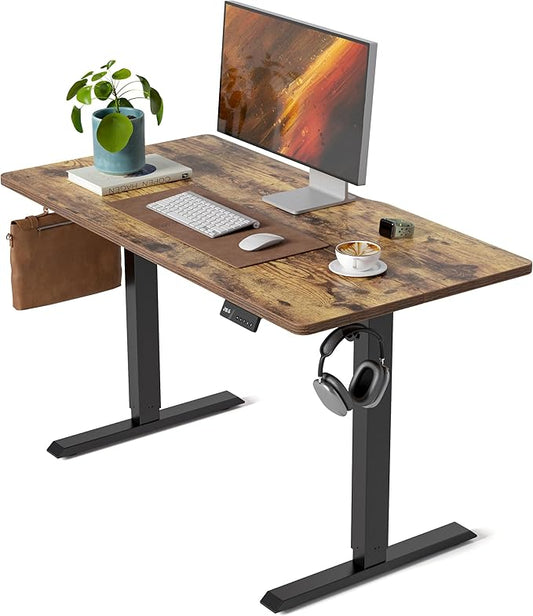 CubiCubi Electric Standing Desk, 48 x 24 Inches Height Adjustable Sit Stand Desk, Ergonomic Home Office Computer Workstation, Rustic Brown