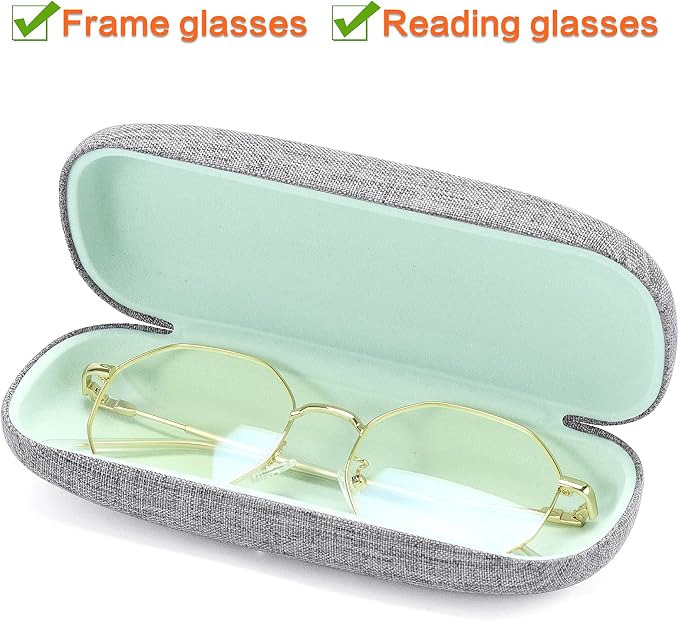 Vemiss Hard Shell Sunglasses Case, Large Linen Fabric Protective Glasses Case for Men Women
