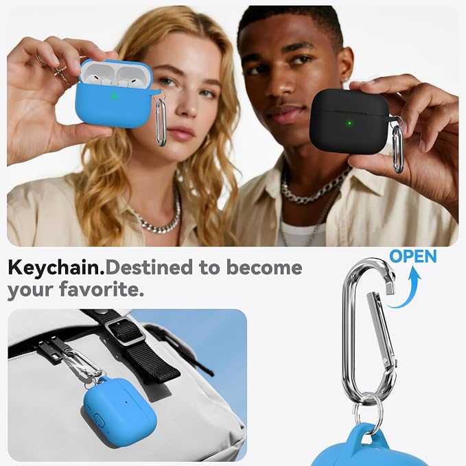 Ljusmicker for AirPods Pro 3 Case 2025 with Cleaner Kit,Milk Blue | Soft Silicone Protective Cover for Apple AirPod Pro 3rd Generation Case with Keychain for Women Men,Shockproof