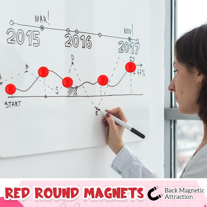 Mini Red Round Magnets Whiteboard Magnets 3 cm Refrigerator Magnet Bulletin Board Decorations for Classroom Home Supplies Chalkboard Wall Office Decoration