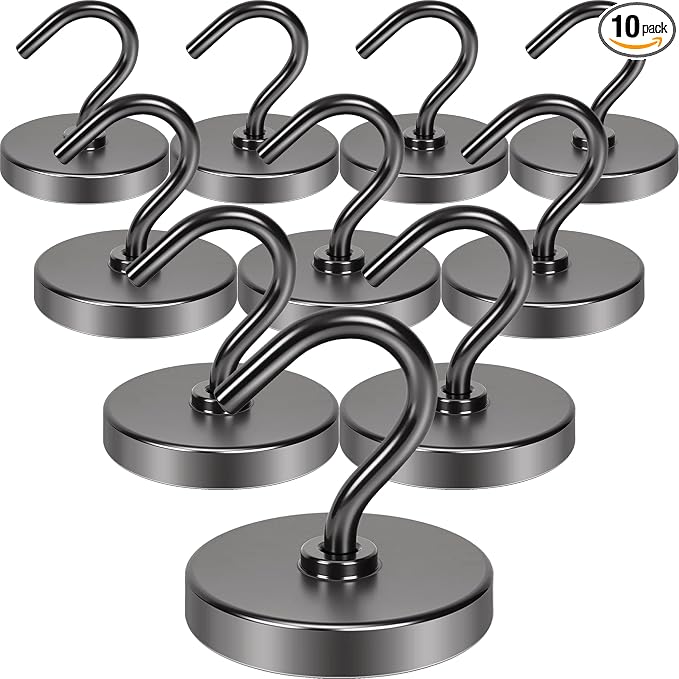 Neosmuk Magnetic Hooks for Cruise Cabins, Heavy Duty 130lb Strong Magnet Hook, Cruise Essentials 2026 for Hanging, Metal Wall Refrigerator Hangers (Gunmetal, 10 Pack)