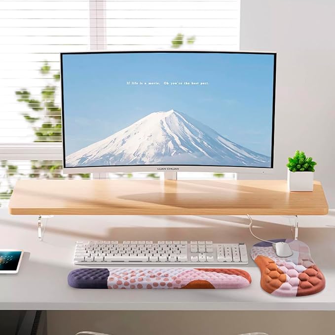 Ergonomic Mouse Pad & Keyboard Wrist Rest Set, Memory Foam | Memory Foam Wrist Cushion, Non-Slip PU Base, Massage Design, Relieves Wrist Pressure for Work, Gaming & Office Use,Boho