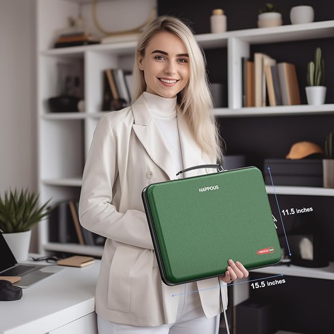 Fireproof Document Organizer, Fireproof Document Box | Portable Hard-Shell Fireproof Document Organizer Storage for Documents Laptop Passports Cards Green