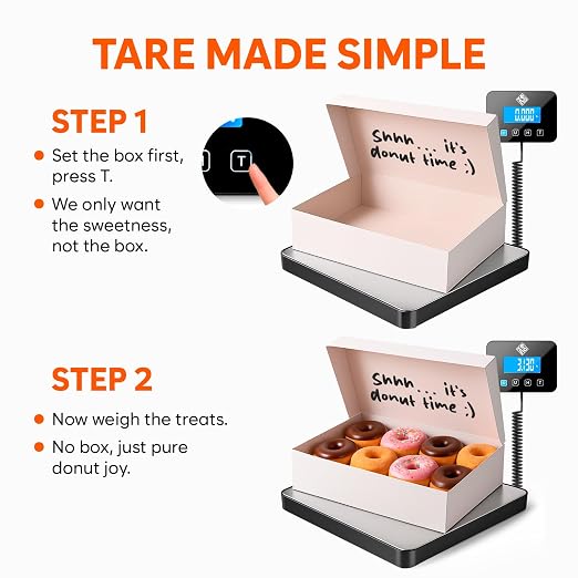 Shipping Scale for Small Business - 440 lbs/0.35oz - High Accurate Digital Postal Scale with Hold/Tare Function - Perfect for Packages, Luggage, Home Use - Battery & Cable Included - Silver