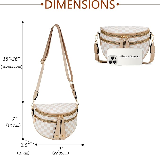 KKXIU Crossbody Bags for Women Vegan Leather Travel Bum Bag | Trendy Fanny Waist Pack | Shoulder Purse with Adjustable Strap