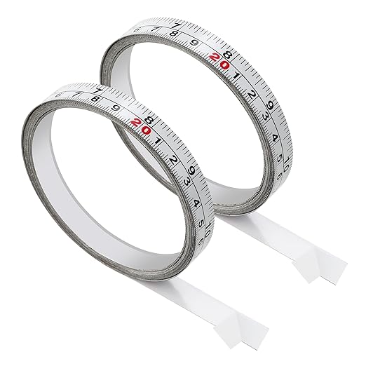 2-Pack Steel Self-Adhesive Measuring Tape, 300cm/118Inch | Imperial & Metric Stick-on Ruler, Left to Right and Right to Left Reading Tape Measure for Woodworking, Workbench, Table Saw