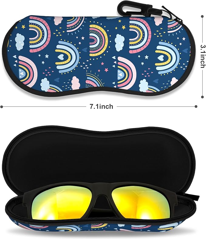 Sunglasses Soft Case, Ultra Light Portable Neoprene Zipper Glasses Case for Men Women