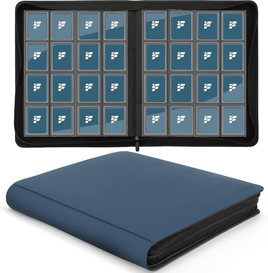 Toploader Binder,16 Pocket Top Loader Binders for 3" x 4" Rigid Cards,Toploader Card Binder for Hard Plastic Top Loaders,Holds 640 Top Loaders(Blue)