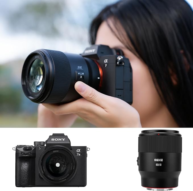 Meike 85mm f1.8 SE II Full Frame STM High Resolution 8K Auto Focus Medium-telephoto Lens Fixed Prime Portrait Lenses for Sony E Mount Mirrorless Cameras A9 A7II A7RII A7 A7R3 A7R4 A7IV A7C A7SIII