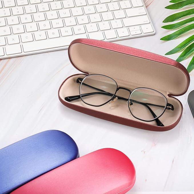 Frcctre 10 Pack Hard Shell Eyeglasses Cases, Clamshell Eyeglasses Case Unisex Portable Glasses Protective Case for Men Women