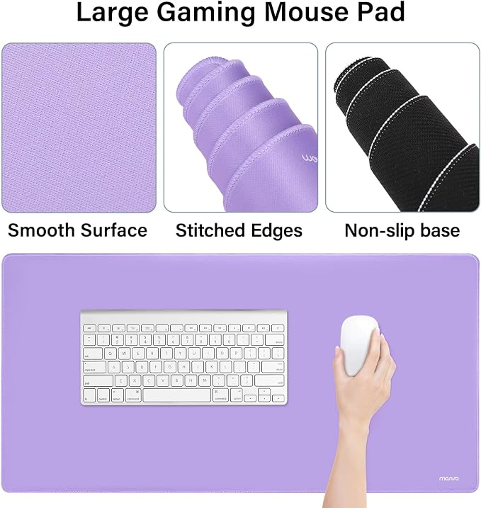 MOSISO Keyboard Mouse Pad Set, Gaming Mouse Pad&Keyboard Wrist Rest | Ergonomic Wristrests with Memory Foam Home Office Easy Typing Cushion Non-Slip Mousepad, Purple
