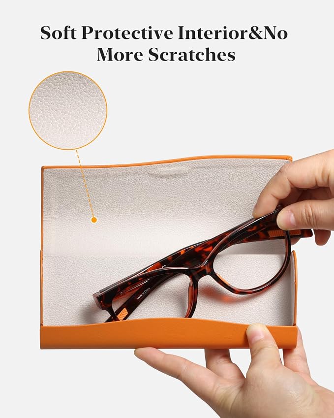 Slim Glasses Case, Reading Glasses Case, Portable Hard Shell Protective Eyeglasses Case with Magnetic Closure for Travel
