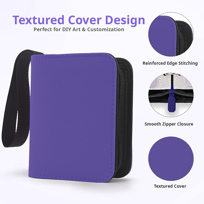 1 Pocket Card Binder with Zipper, 100 Pockets Mini Trading Card Album, Premium PU Leather Single Card Binder, Small Display Folder for TCG & Sports Cards