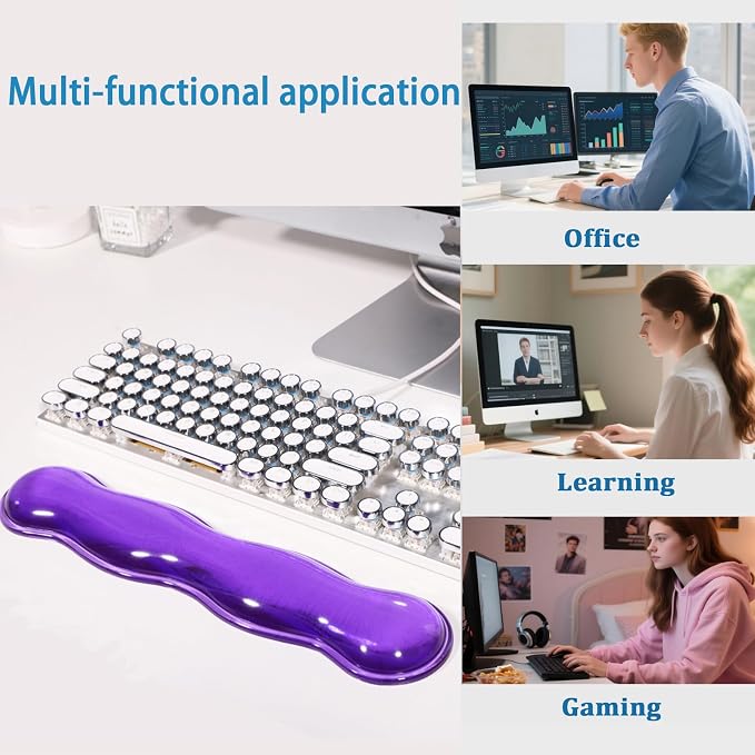 Gel Keyboard Wrist Rest Set, Clear Wrist Rest for Keyboard and Mouse, Ergonomic Keyboard Mouse Wrist Rest for Typing Pain Relief, Suitable for Office, Gaming, Computer, Laptop - Purple