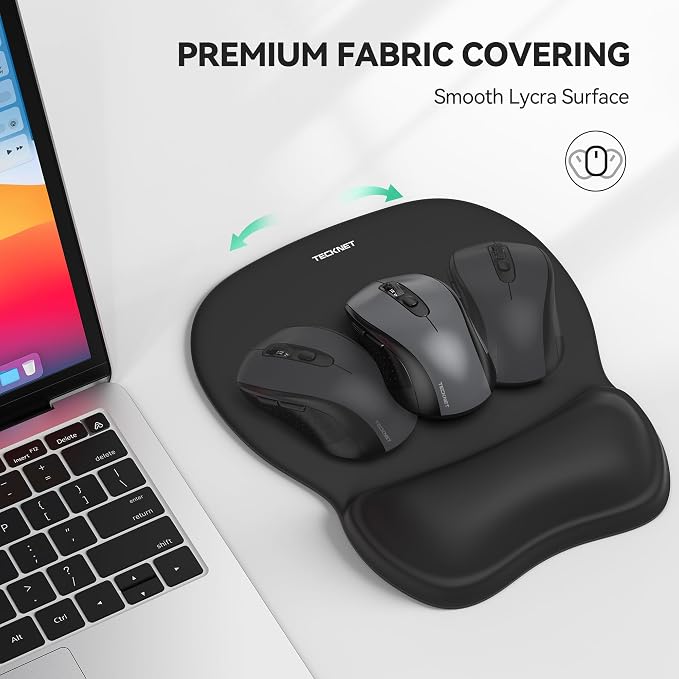 TECKNET 2 Pack Gel Ergonomic Mouse Pad with Wrist Rest, Non-Slip PU Base | Comfortable Gel Cushion, Pain Relief, Smooth and Waterproof Surface, Mouse Pad with Wrist Rest for Office, Gaming and Study