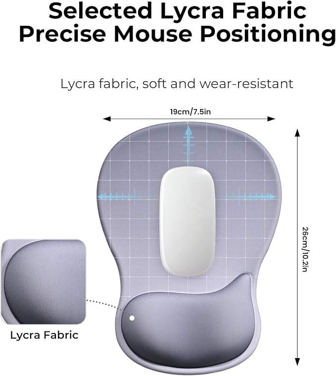 EooCoo Mouse Pad with Gel Wrist Rest, Ergonomic Mousepad Wrist Alignment | Middle Concave Design for Natural Wrist Alignment, Non-Slip Base Mousepad, Carpal Tunnel Relief, Office Desk Accessories