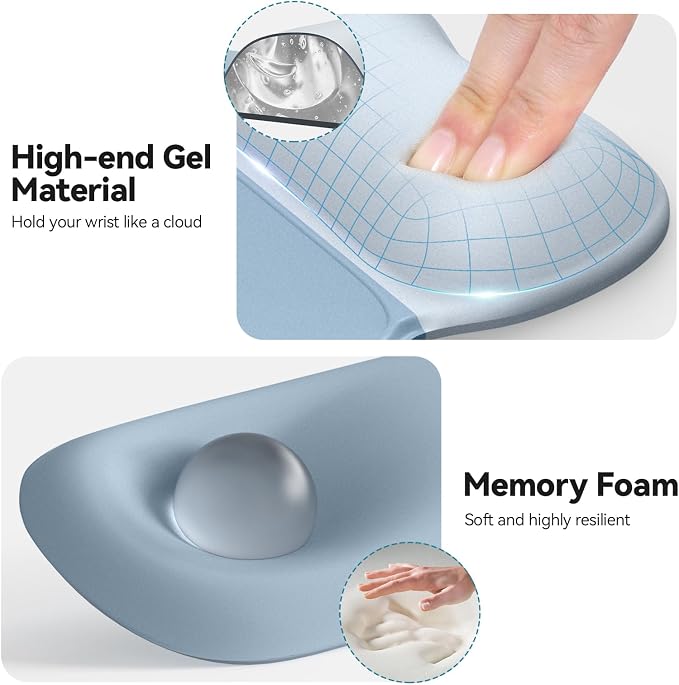 TECKNET Gel Ergonomic Mouse Pad & Keyboard Wrist Rest & Coaster | 3 in 1 Set, Pain Relief, Milk Silk Cloth, Non-Slip PU Base, Easy Typing, Memory Foam Wrist Support for Office & Home