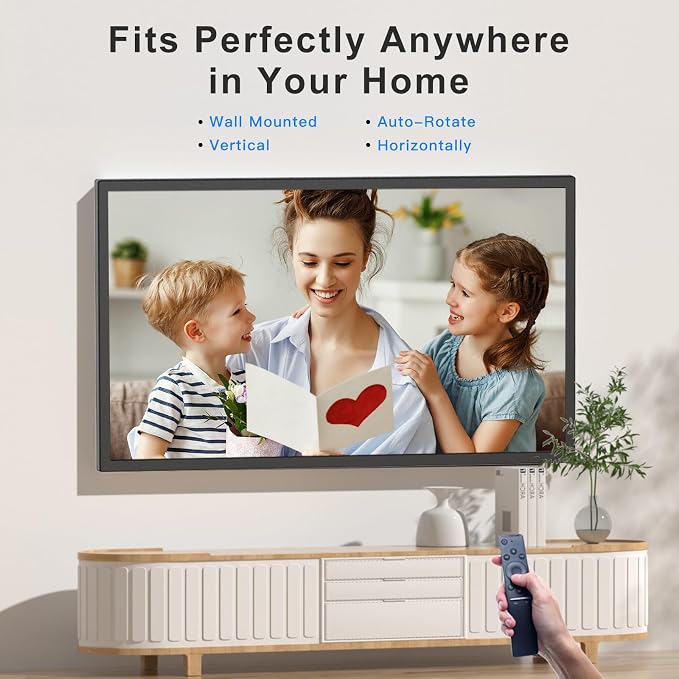 32-Inch 64GB Extra Large Digital-Picture-Frame - 1920x1080 IPS 1080P FHD WiFi Digital Photo Frame, Remote Control, Sync Smartphone Screen, Load Photos Videos from Phone via App Email, Gift for Mom Dad