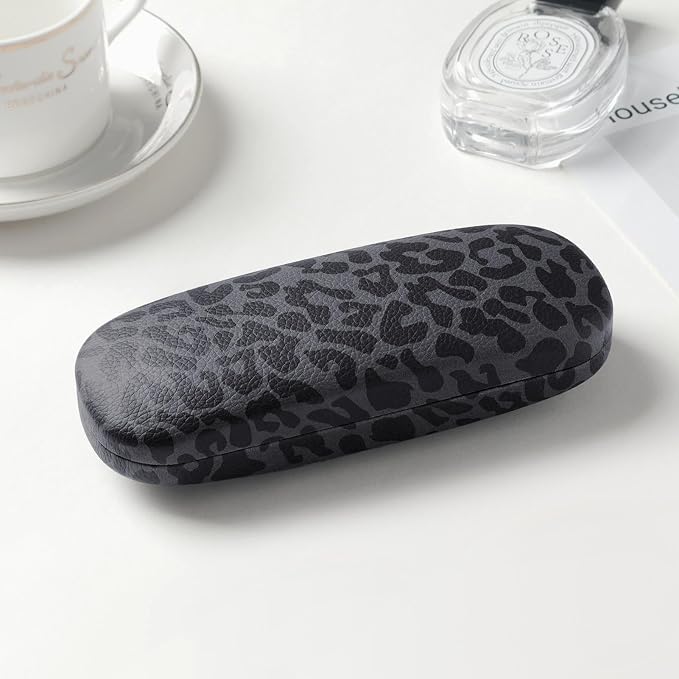 Glasses Case Hard Shell, Leather Protective Case for Sunglasses with Cleaning Cloth, Cute Eyeglass Cases for Women