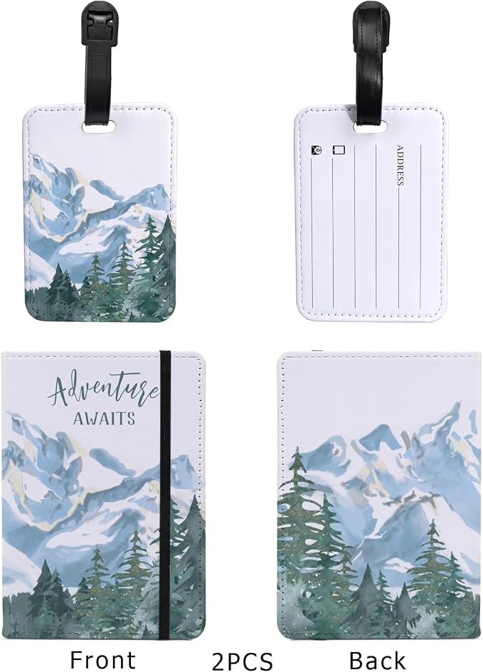 Passport Holder Set,Passport Holder and Luggage Tag,Cover for Men and Women,Wallet, Case,Travel Accessories（5.82 * 3.93 inch）