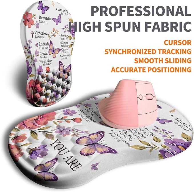 Ergonomic Joint Wrist Support Mouse Pad with Memory Foam Cushion Massage Bump, Carpal Tunnel Pain Relief Mousepad Slope Design for Wrist Rest, 11.8x7.9 in, You are