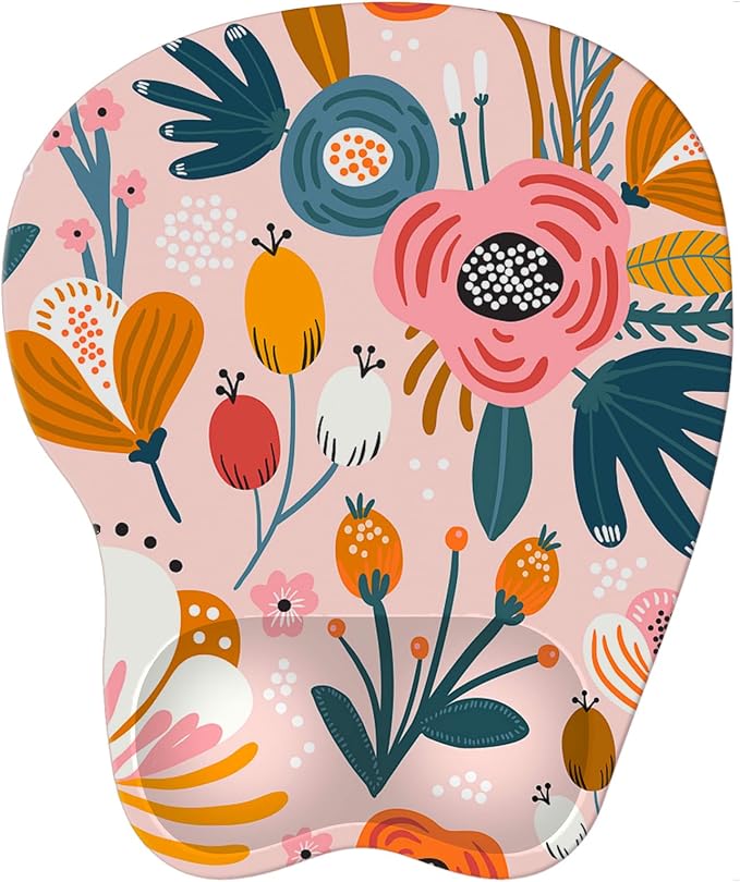 Upgrade Ergonomic Mouse Pad,Non Slip Mousepad Wrist Rest Support for Office, Computer, Laptop & Mac(B-Pink Floral)
