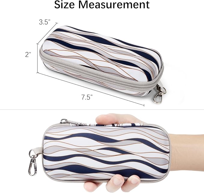 Double Eyeglasses Case Hard Shell Dual Sunglasses Organizer with Zipper Closure Travel Eyewear Storage for Vehicle