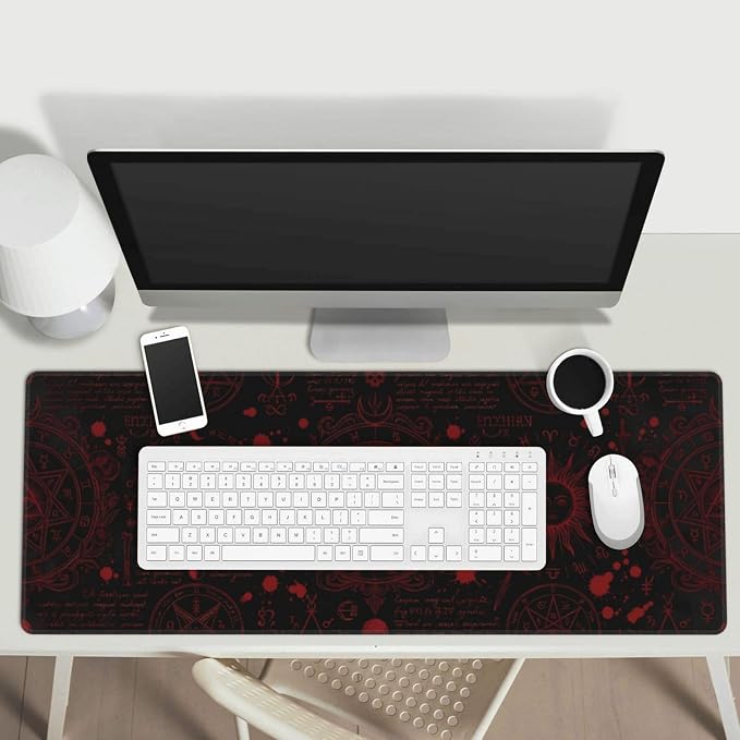 Mysterious Gothic Gaming Mouse Pad Large Extended Desk Mat Non-Slip Rubber Base Keyboard Pad with Stitched Edges for Office Gaming 31.5x11.8 in