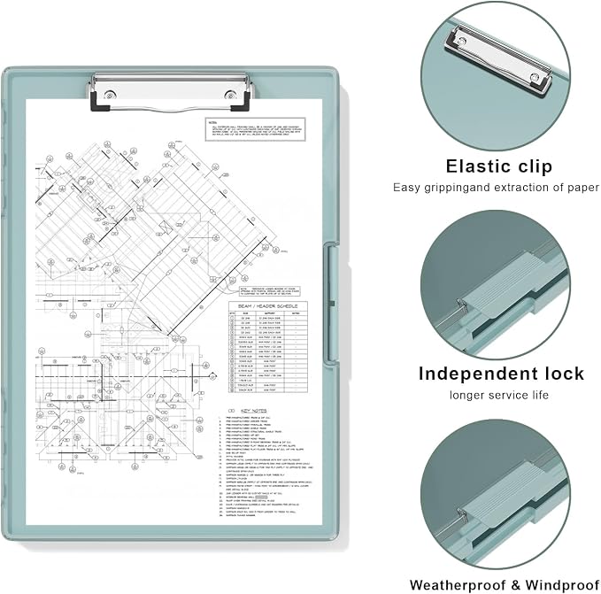 Hongri Clipboard with Storage, Green 8.5 x 11 Clip Board, Dual Compartmen | Folder Nursing Side Opening, Heavy Duty Organization Box, Smooth Writing for Teachers, Classroom, Size 13.3 x 9.4 x 1.5 in