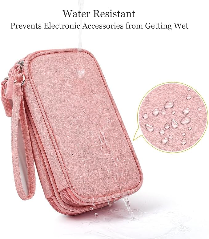 Electronic Organizer Travel Cable Accessories Bag, Electronic Organizer Case, Electronic Accessories Organizer Bag for Power Bank, Charging Cords, Chargers, Mouse, USB Cable, Earphones (Light Pink)