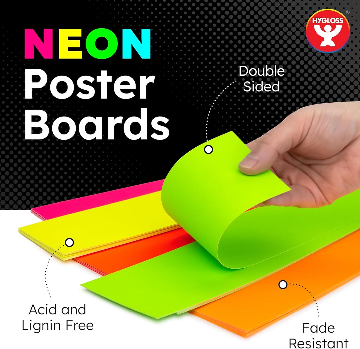 Hygloss Small Poster Board 4x11 - 50 Neon Orange Single Color Poster Boards Bulk Pack - 10 Pt. Thickness Colored Poster Board Paper for Projects, Flash Cards, Signs - Posterboard Multipack 4" x 11"