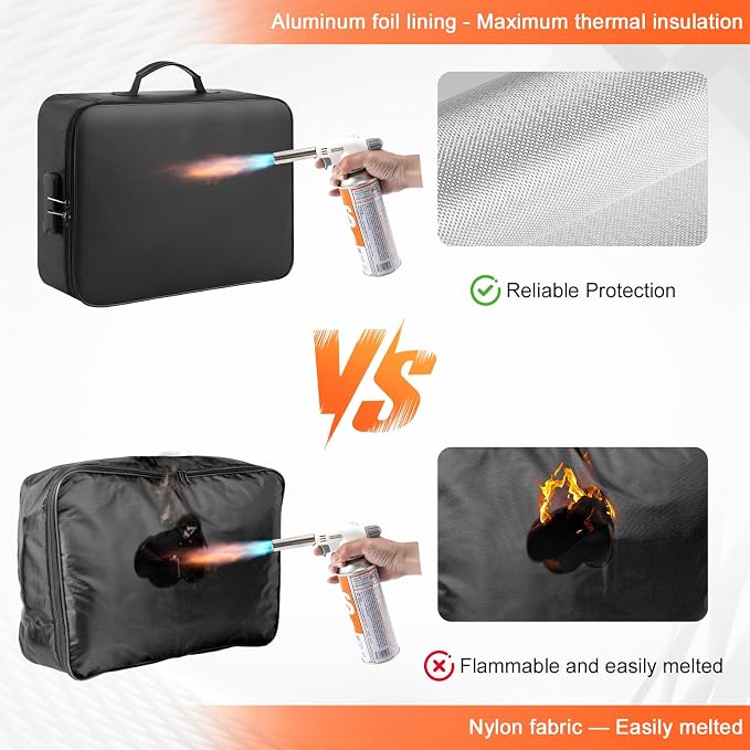 Mondoshop 5200°F Fireproof Document Bag with Lock for Home, Office & Travel | Waterproof Protection, Secure Combination Lock, Multi-Layer Organizer, Large 4-Inch Capacity, Lightweight Portable Design