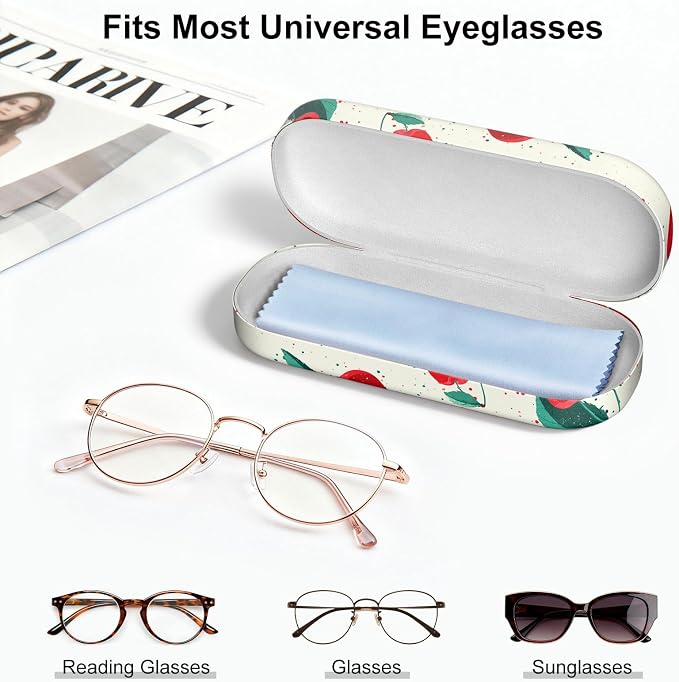 Hard Shell Leather Sunglasses Case,Classic Fashionable Cute Large Glasses Case for Women Men,Sunglass Eyeglasses