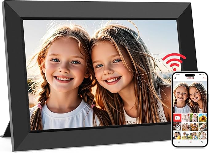 XElectron 32GB FRAMEO 10.1 Inch Smart WiFi Digital Picture Frame 1280x800 IPS Touch Screen, Auto-Rotate Portrait and Landscape, Built in Memory, Share Moments Instantly via Frameo App from Anywhere