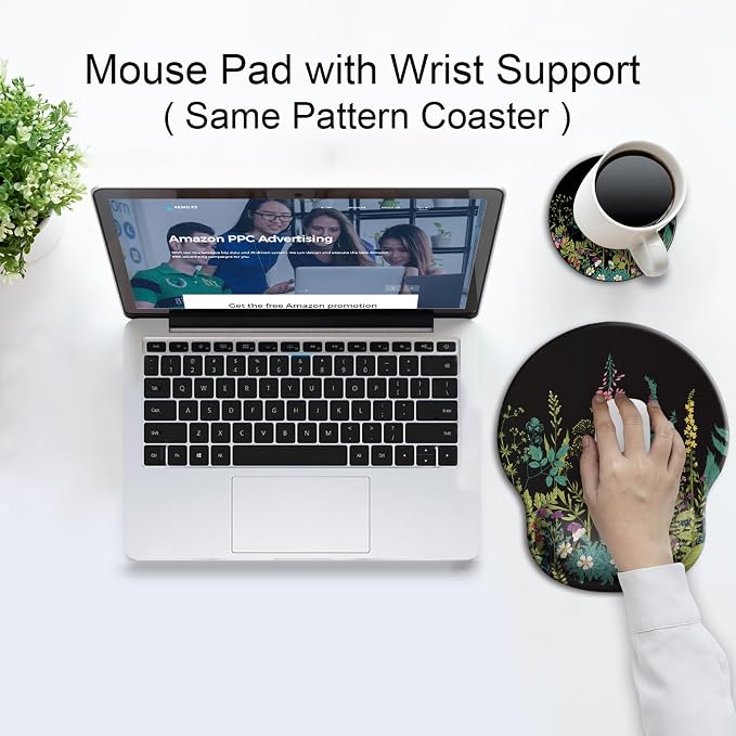 Ergonomic Mouse Pad with Wrist Rest Support,Gel Mouse Pads for Desk | Big Mousepad With Coaster Non-slip & Pain Relief for Computer, Home&Office Desk Decor
