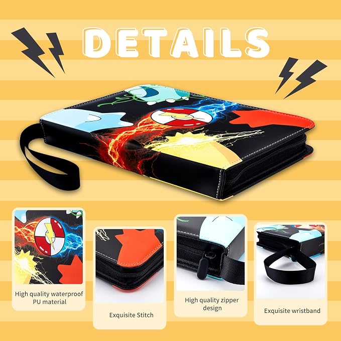 Jravkfi Card Binder 9 Pocket,Premium Trading Card Holder 900 Pockets 50-Page Double-Sided Storage Collection Book 3-ring Zipper Sports Book, Ideal Present for Card Collectors (Black)