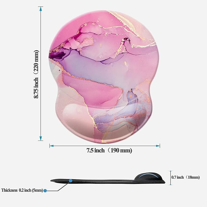 Mouse Pad with Wrist Support, Non Slip Mousepad Wrist Rest for Office, Computer, Laptop & Mac-Comfortable & Lightweight Ergonomic Support Mouse Mat(Pretty Marble-B)
