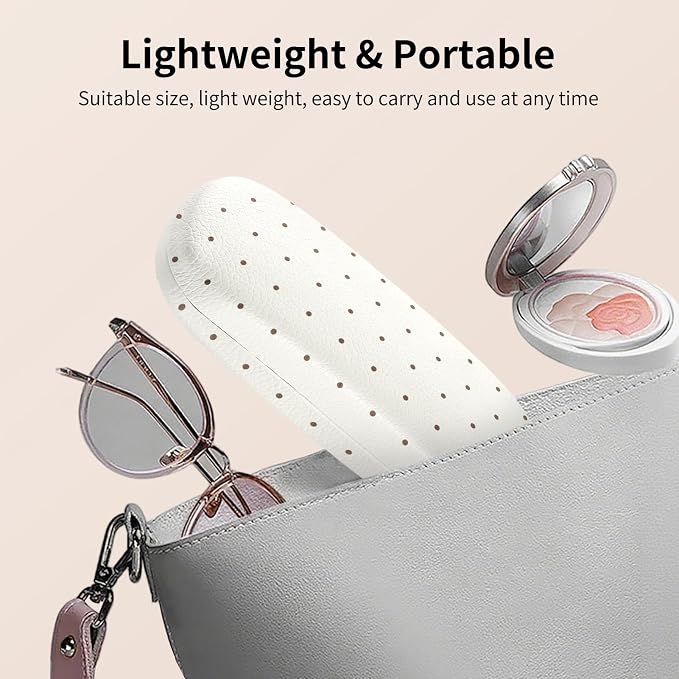 Glasses Case Hard Shell, Cute Sunglasses Case for Women Leather Protective Case for Eyeglass with Cleaning Cloth