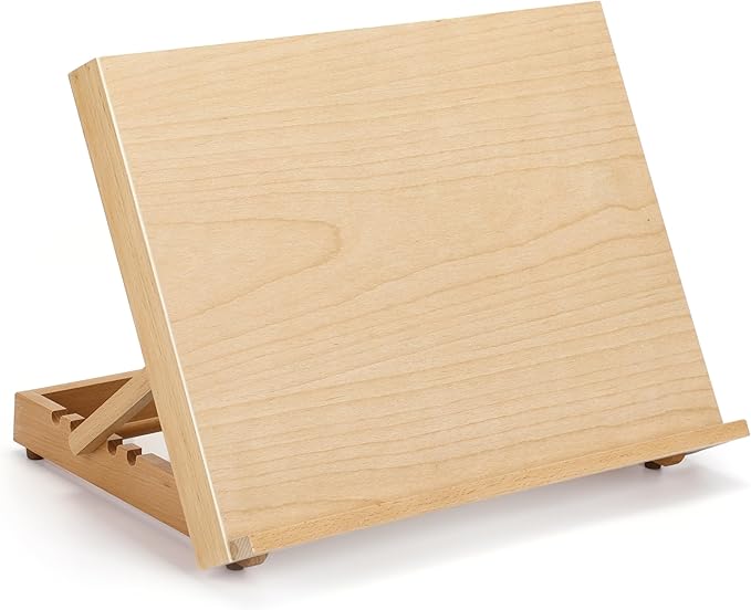 12.5"x16.5" Foldable Beechwood Tabletop Painting Easel | Portable Drafting Table & Art Stand, 5-Position Desk Easel With Smooth Art Board For Studio Sketching, Art Supplies