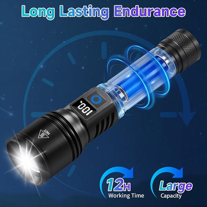 Rechargeable Flashlights High Lumens, 4Pack Super Bright Flashlight Rechargeable, LED Flashlight Powerful, Handheld Tactical Flash Lights for Home Emergencies Camping Essentials, Gifts for Men