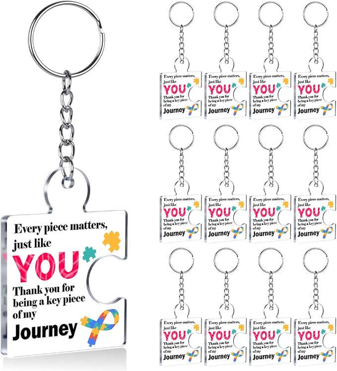 Team Appreciation Gifts Bulk Thank You Keychains for Coworkers | Gift Set for Employee, Staff, Teachers, Teamwork Puzzle Piece Keyring, Acrylic