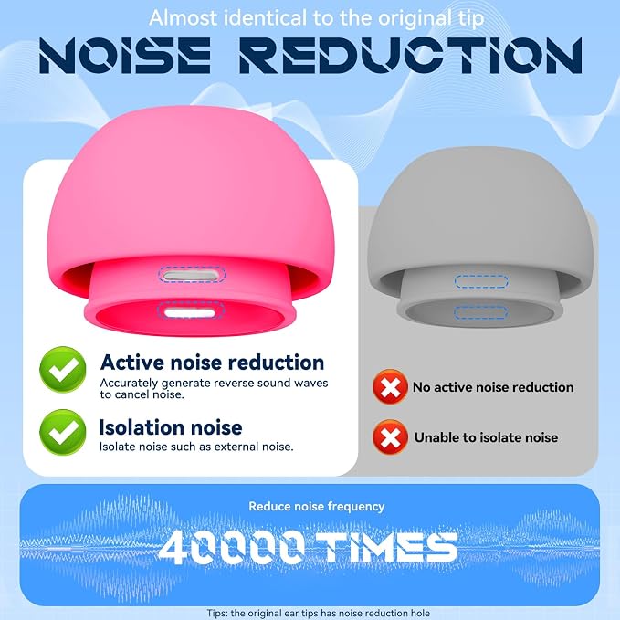 Inesore 4 Pairs Replacement Ear Tips for AirPods Pro 2nd/1st (Rose red) | with Noise Reduction Hole & Built-in dust Guard Screen,Silicone,with Portable Storage Box & Cleaner Pen,4 Size (XS/S/M/L)