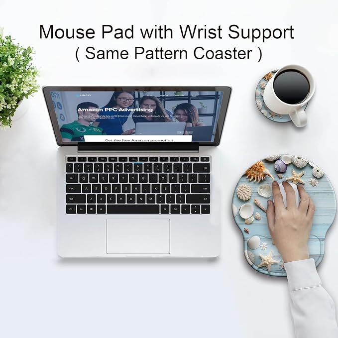 Ergonomic Mouse Pad with Wrist Rest Support,Gel Mouse Pads for Desk | Big Mousepad With Coaster Non-slip & Pain Relief for Computer, Home&Office Desk Decor