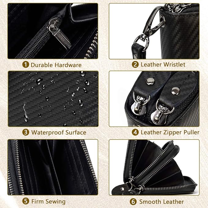 Genuine Leather Long Wallet for Men, Large Capacity Purse Clutch Bag Handbag Checkbook Cash Credit Cards Phone Holder | Large Capacity