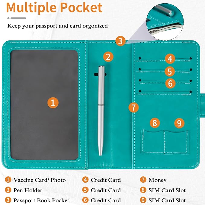 TIGARI Passport Holder for Travel Women Men, PU Leather Waterproof RFID Wallet Cover Case Sleeve, Valentines Day Gifts, Vacation Plane Cruise Travel Document Organizer Essentials