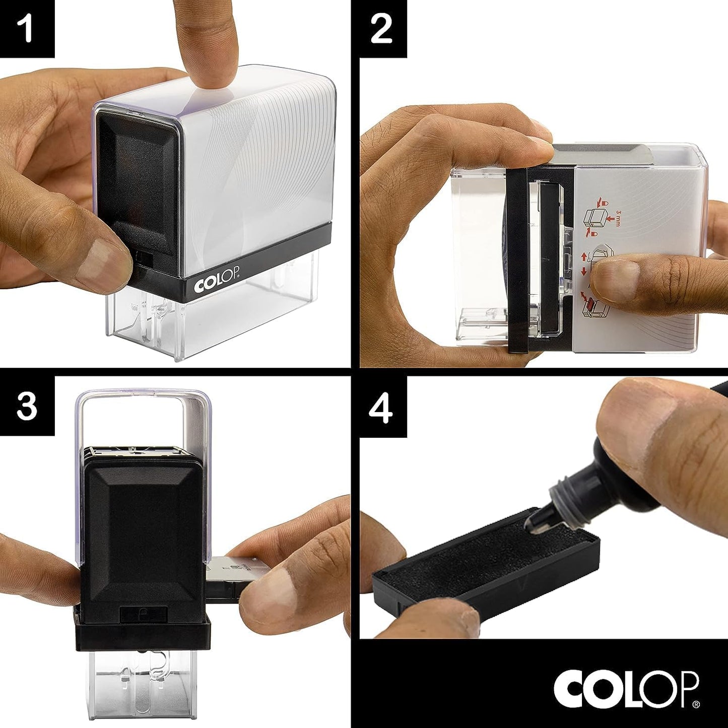 COLOP Medium Size Self Inking Custom Signature Stamp - Choose from 15 Ink Colors