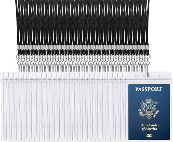 50PACK 4x6Inch Extra Large Passport Holders with Lanyards Fill for Passports,Cash, Credit Card, Plane Ticket, Receipts.by CypesCrafts