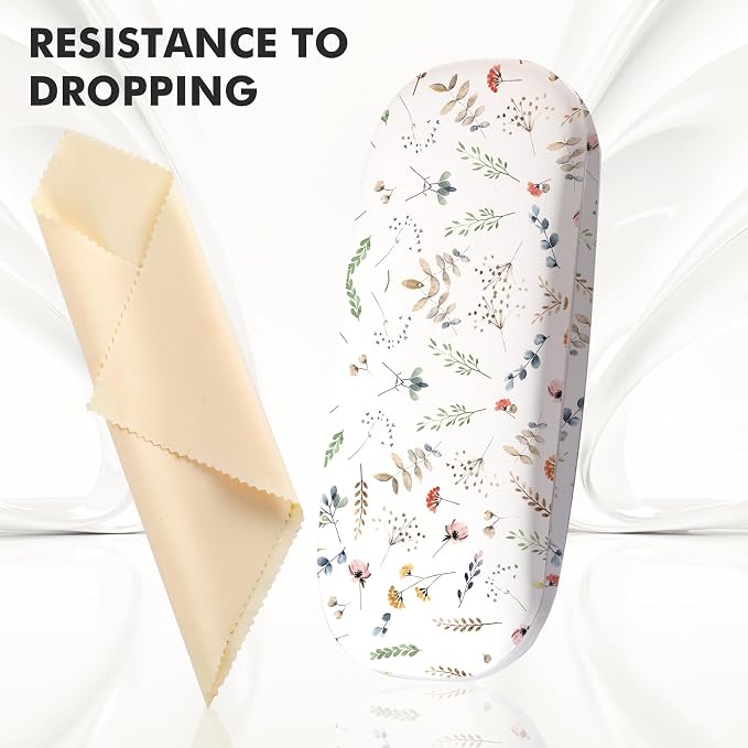 Glasses Case Hard Shell,Portable Protective Eyeglasses Case, Eyeglass Holder Box with Cleaning Cloth, for men women